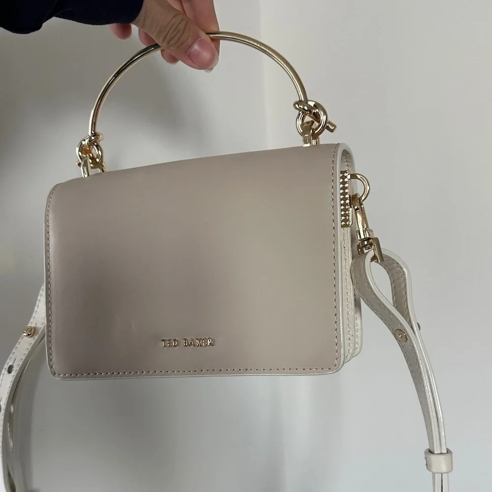 Ted Baker Ssloane Taupe and Cream Crossbody Bag with Gold Handle - Picture 3 of 8